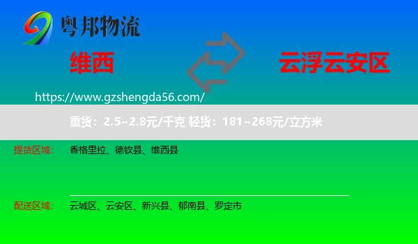 维西县到云安区物流专线