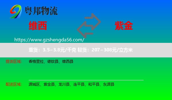 维西县到紫金县物流专线