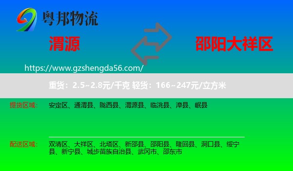渭源县到大祥区物流专线
