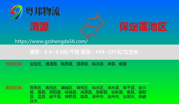 渭源县到莲池区物流专线