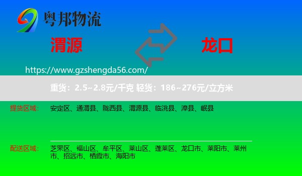 渭源县到龙口市物流专线