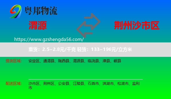 渭源县到沙市区物流专线