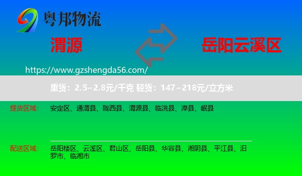 渭源县到云溪区物流专线