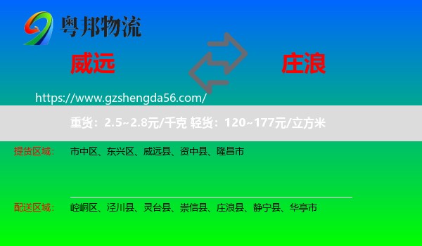 威远县到庄浪县物流专线