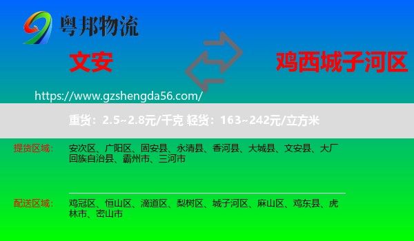文安县到城子河区物流专线