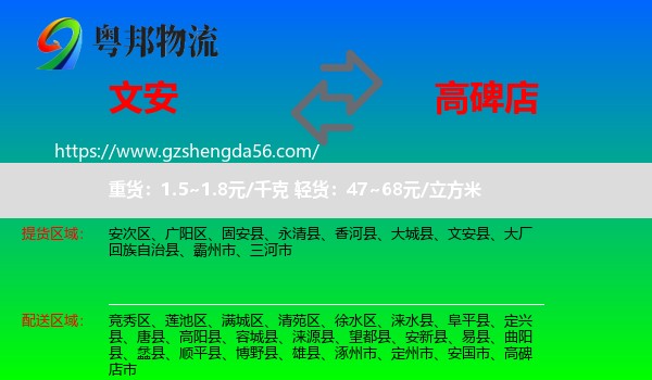 文安县到高碑店市物流专线