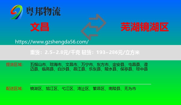 文昌市到镜湖区物流专线