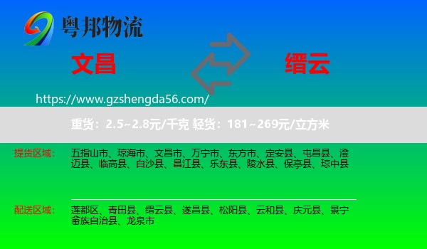 文昌市到缙云县物流专线