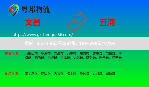 文昌市到五河县物流专线