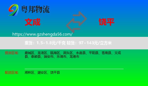 文成县到饶平县物流专线