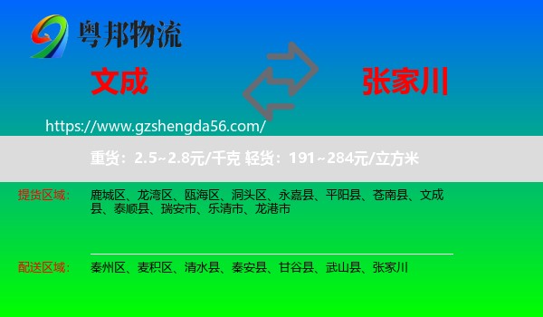 文成县到张家川物流专线
