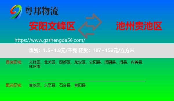 文峰区到贵池区物流专线