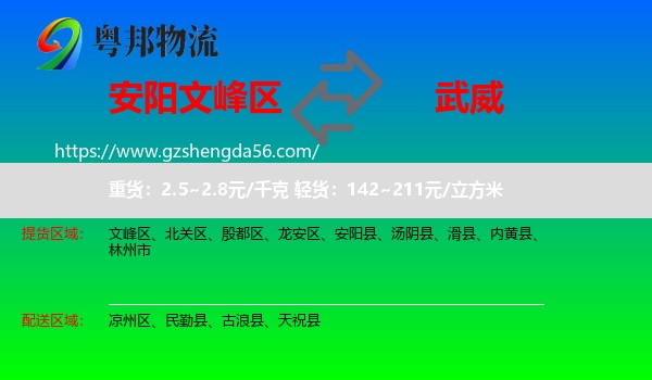 文峰区到武威物流