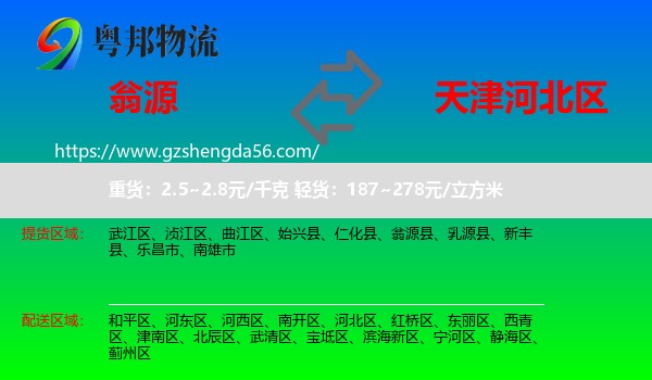 翁源县到河北区物流
