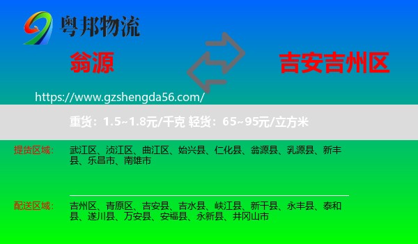 翁源县到吉州区物流专线