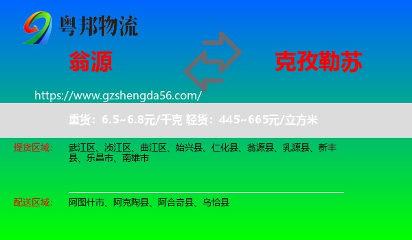 翁源县到克孜勒苏物流