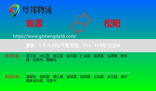 翁源县到松阳县物流专线