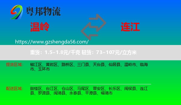 温岭市到连江县物流专线