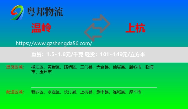 温岭市到上杭县物流专线