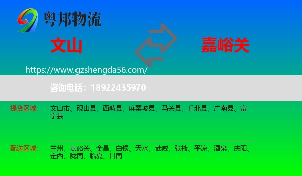 文山到嘉峪关物流专线