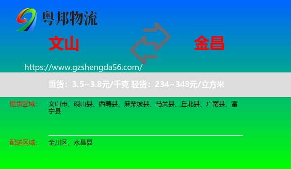 文山到金昌物流专线