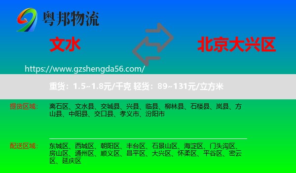 文水县到大兴区物流专线