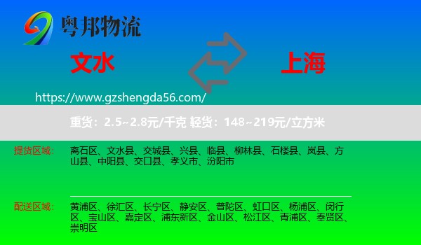 文水县到上海专线