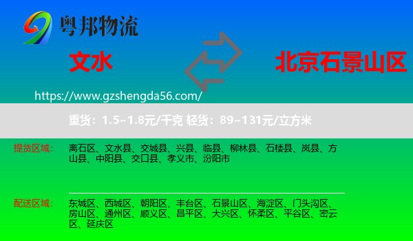 文水县到石景山区物流专线