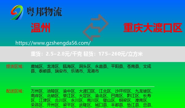 温州到大渡口区物流