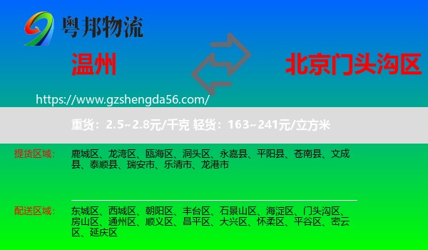 温州到门头沟区物流专线