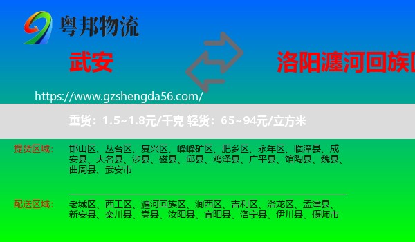 武安市到瀍河回族区物流专线