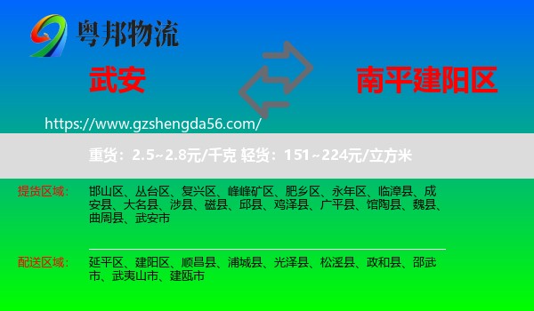 武安市到建阳区物流专线