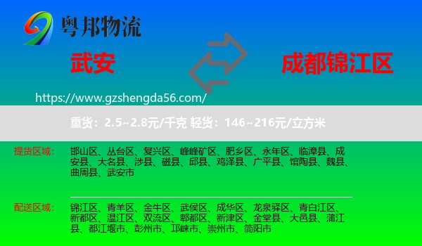 武安市到锦江区物流专线