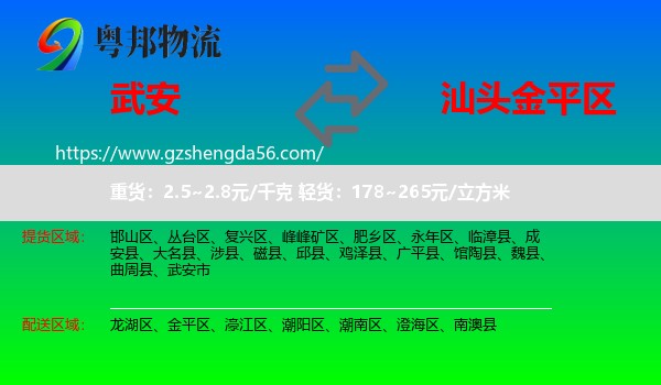 武安市到金平区物流专线
