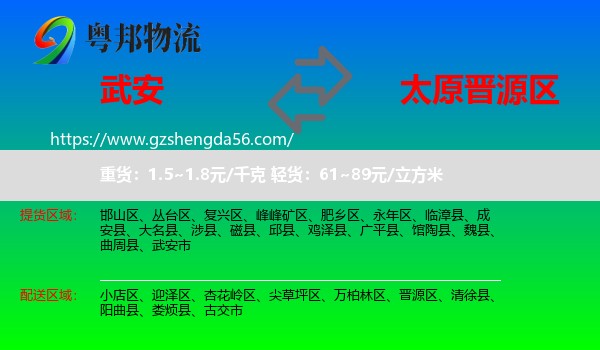 武安市到晋源区物流专线