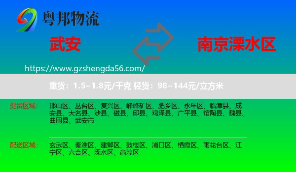 武安市到溧水区物流专线