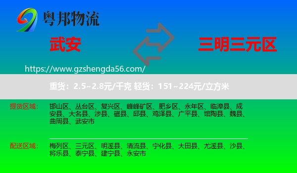 武安市到三元区物流专线