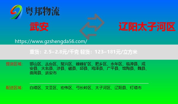 武安市到太子河区物流专线