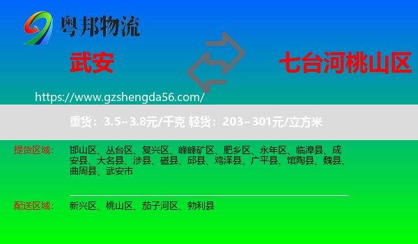 武安市到桃山区物流专线