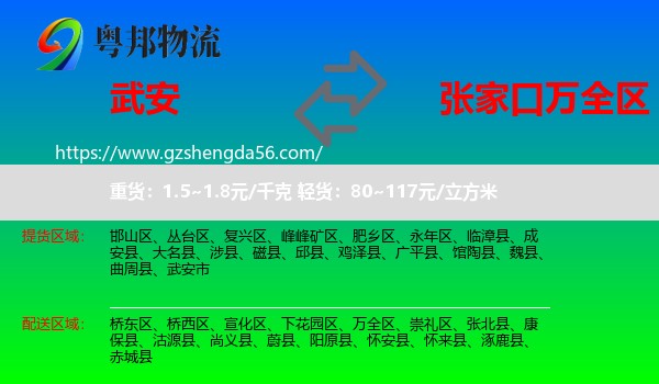 武安市到万全区物流专线