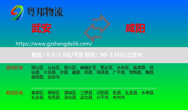 武安市到咸阳物流