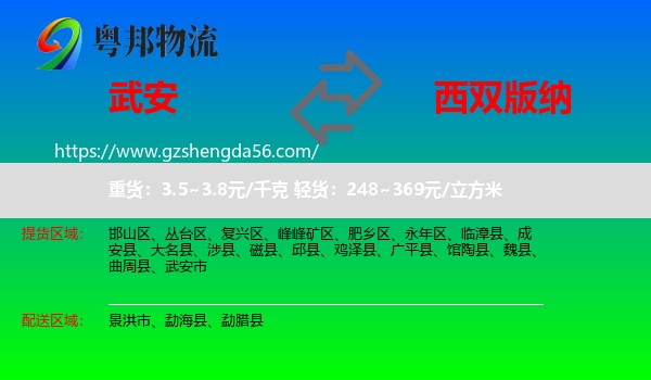 武安市到西双版纳物流