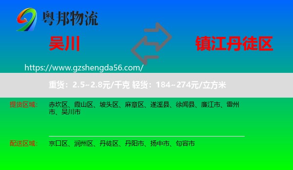 吴川市到丹徒区物流专线