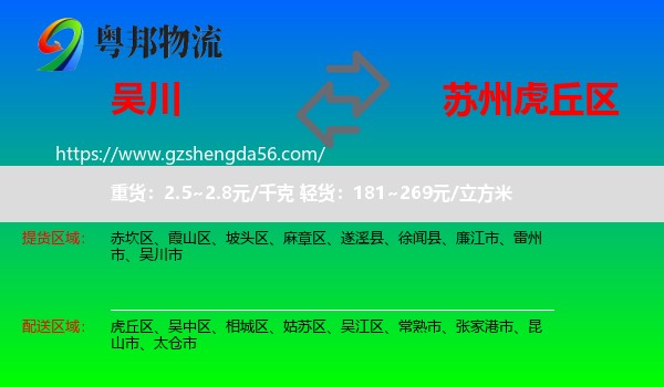 吴川市到虎丘区物流专线
