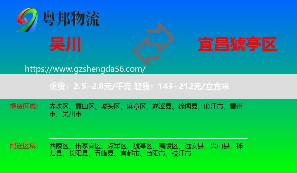 吴川市到猇亭区物流专线