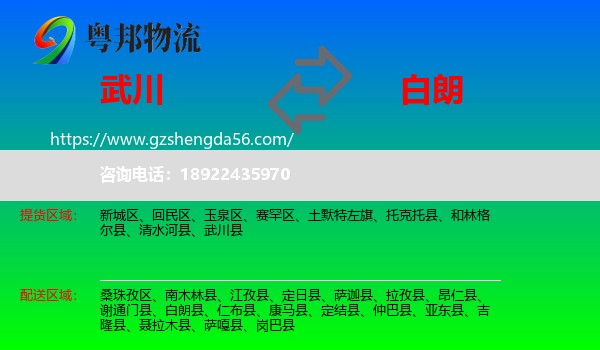 武川县到白朗县物流专线