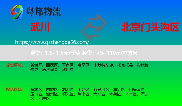 武川县到门头沟区物流专线