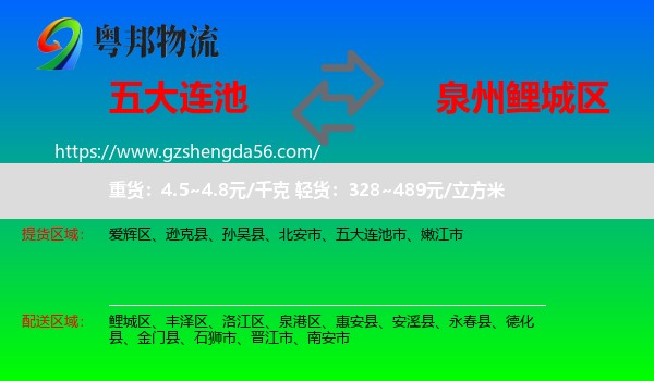 五大连池市到鲤城区物流专线