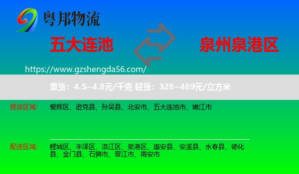 五大连池市到泉港区物流专线