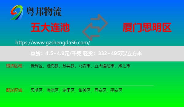 五大连池市到思明区物流专线